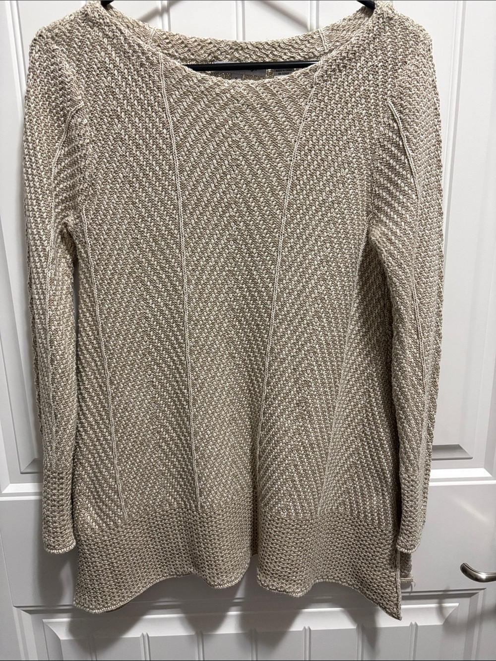 Eight Eight Eight Small 100% Cotton Oatmeal Textured Knit Tunic Sweater